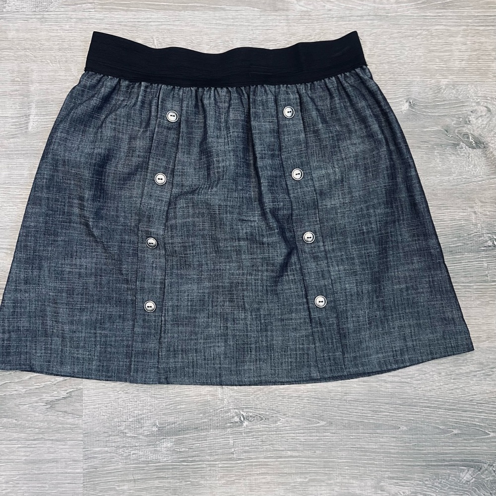 Final Touch Dark Gray Button-Front Mini Skirt